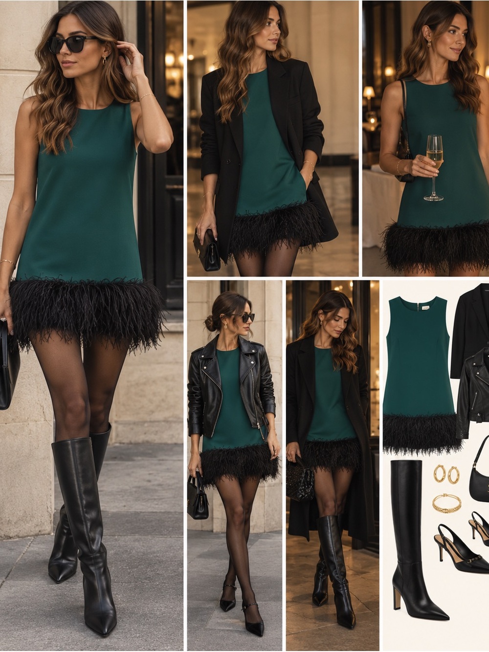 Cremieux Sz 6 GreenShift Dress with Ostrich Feather NWOT Flapper Cocktail Dress